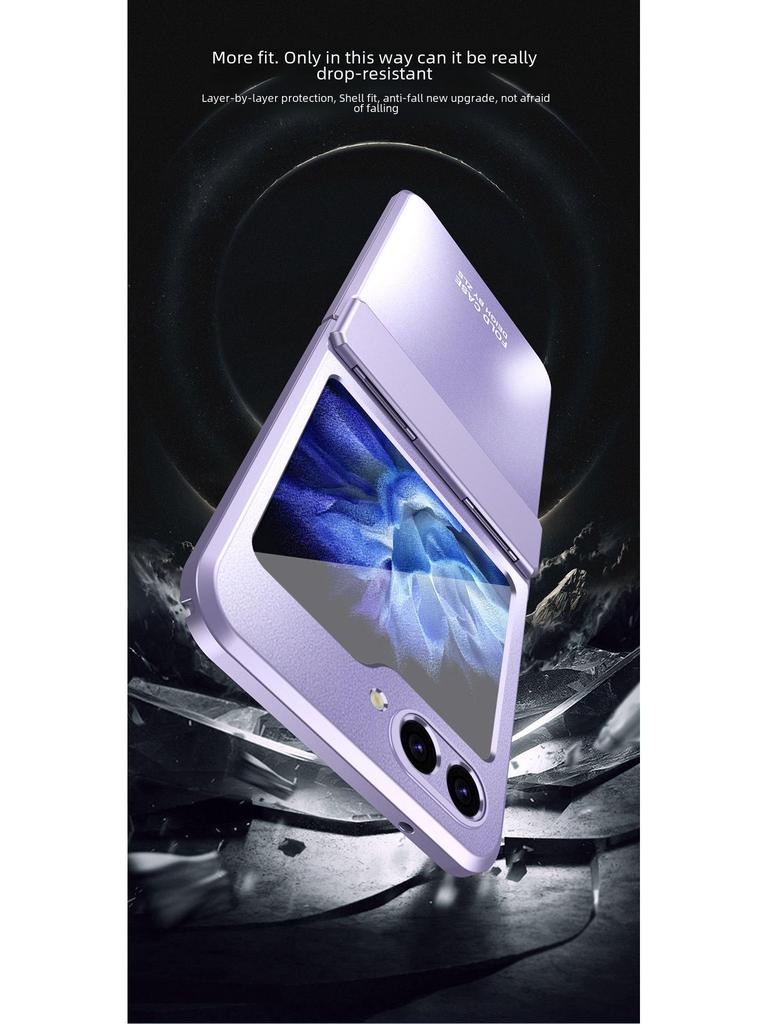 Samsung ZFlip6 Mattes Galvanisiertes Gehäuse - Rundumschutz-PC-Hülle für ZFlip5/ZFlip4