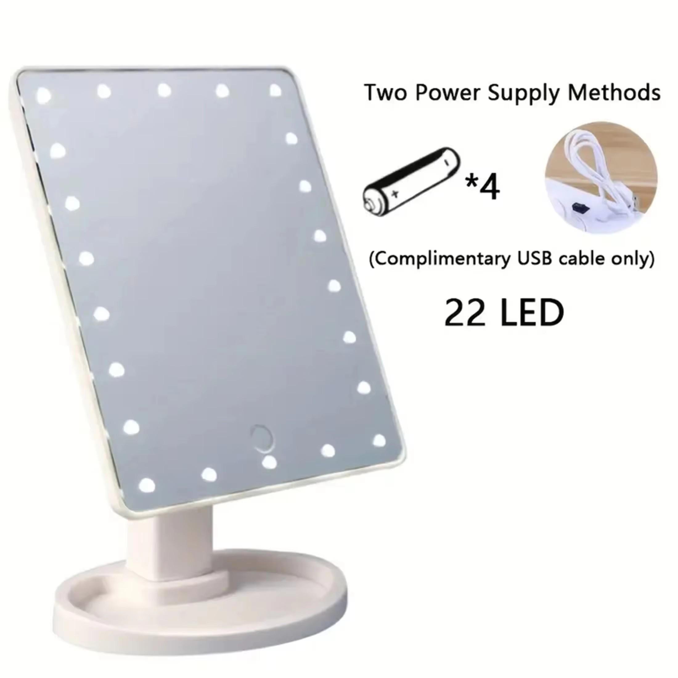 

22 LEDs Makeup Mirror with LED Touch Adjustable Light Portable Desktop Tabletop Cosmetic Mirror Travel Home Dressing Table Tools білий
