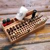 M-Modern-Leather Tools 98-Hole Slotted Beech Tool Rack Leather Leather Carving Punch Diamond Cut Storage Tools DIY Tools Easy To