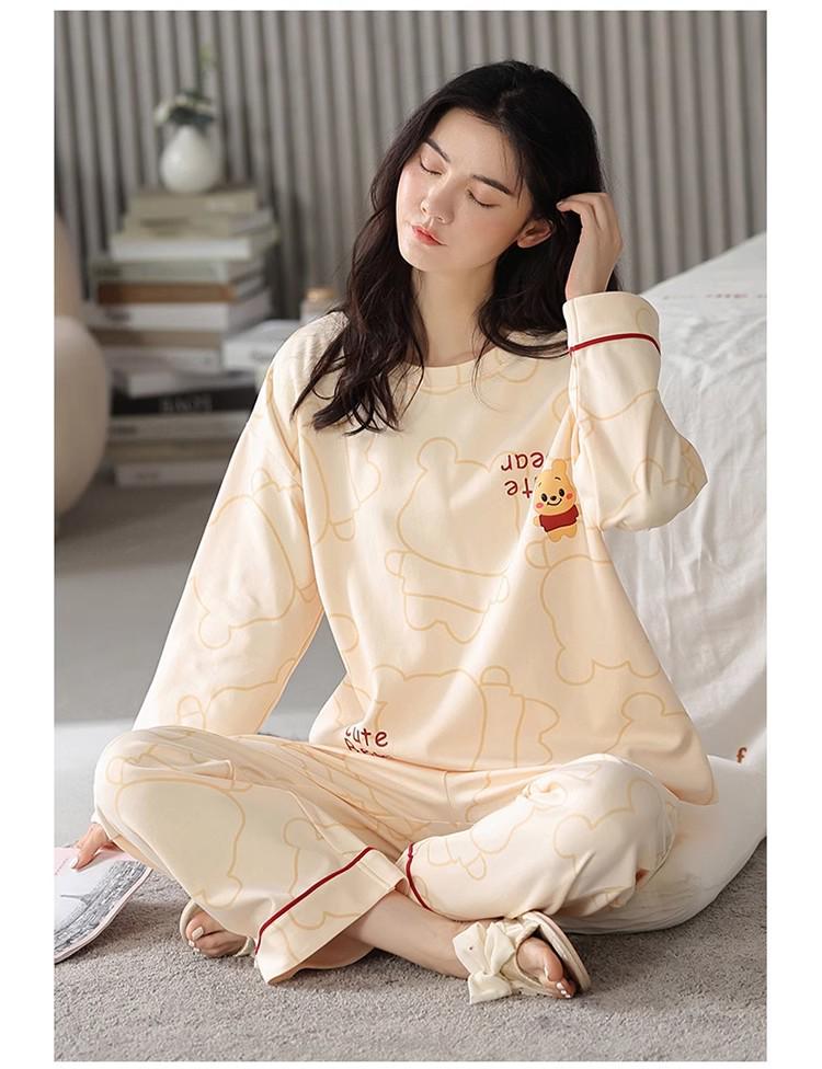 Women's Long-Sleeve Padded Pajamas, Cute Cartoon Style, Large-Size, Spring & Autumn Homewear, 2024 New Collection.