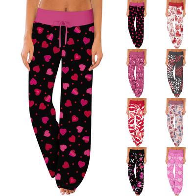 Pantalones de pijama para mujer, ropa de dormir, pantalones casuales con cordón y cintura elástica, pantalones holgados y rectos cómodos para yoga