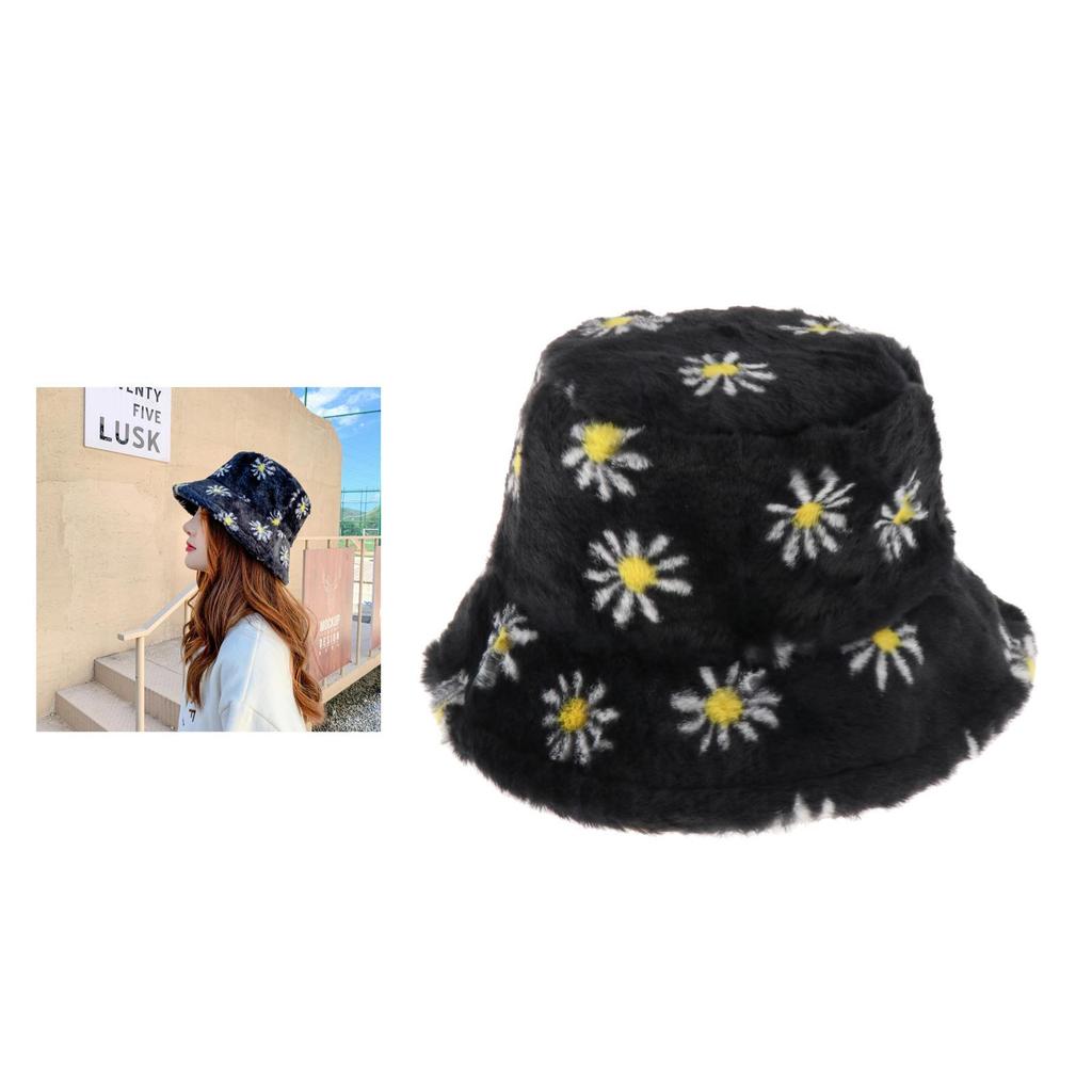 Teens Girls Adults Women's Bucket Hat Faux Fur Fisherman Hat Fluffy Winter Warm Hat Wide Brim Fisherman's Caps