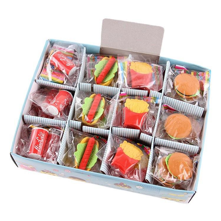 

Cartoon KFC Hamburger Eraser Set - Ideal for Student Corrections & Kindergarten Festival Gifts. Random selection