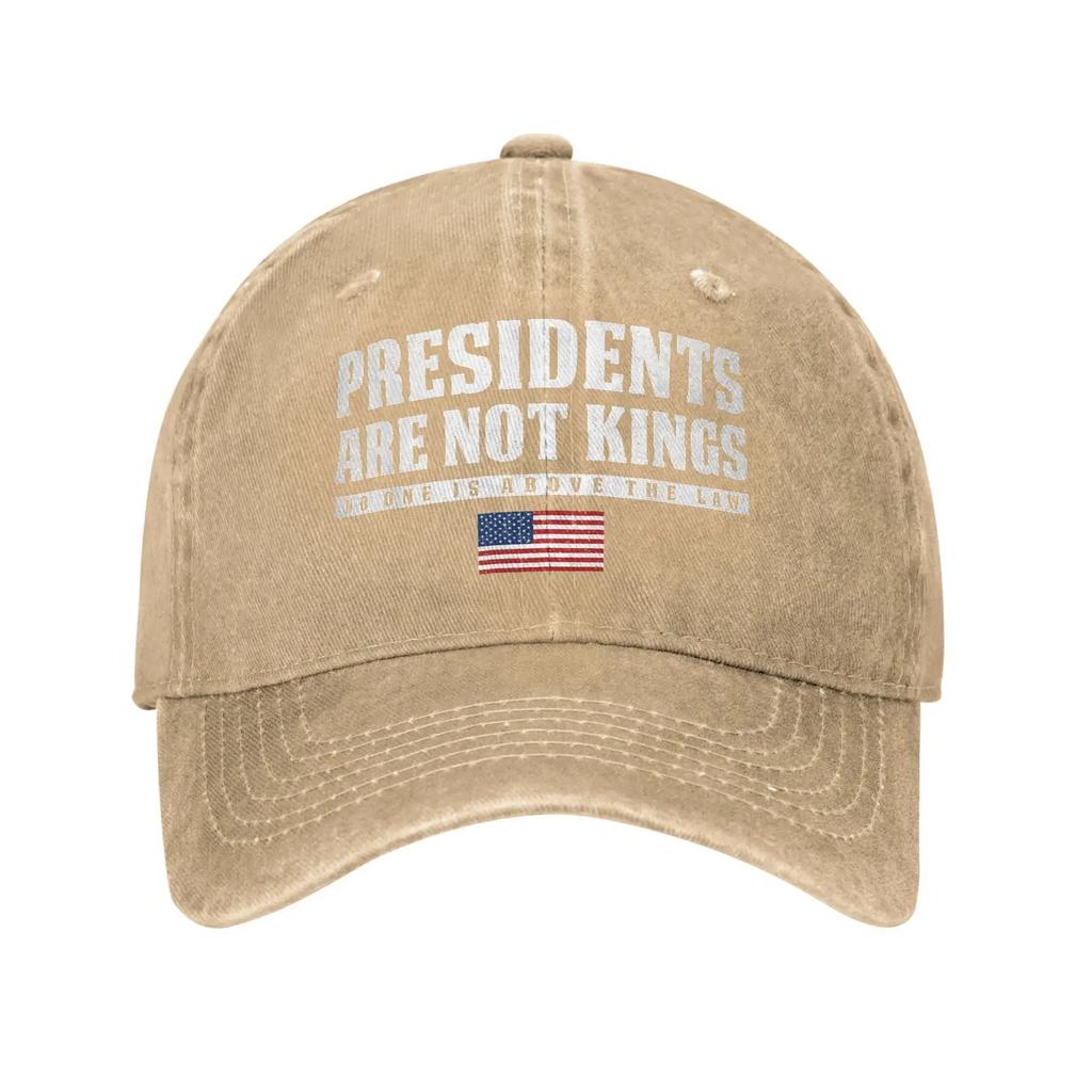 Presidents Are Not Kings USA Flag Unisex Baseball Cap No Kings In America Distressed Denim Washed Hats Cap Outdoor Soft Headwear