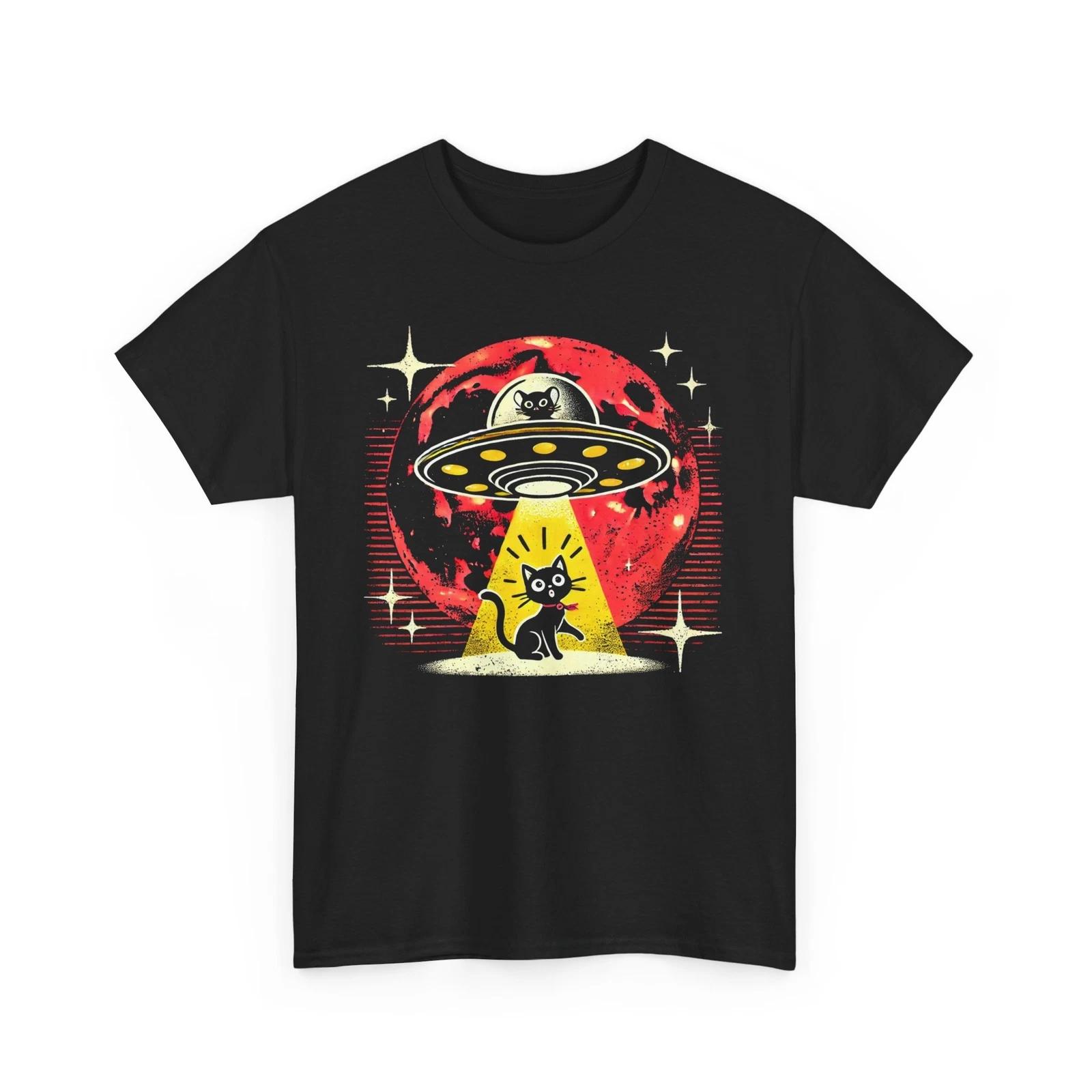 Cat & Ufo Alien T-Shirt | | Alien & Cat Abduction Shirt | Alien Shirt | Cat Tee S