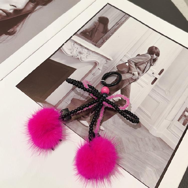 Bowknot Plush Ball Charm Pendant Chain Y2K Phone Straps Pocket Keychain Strap
