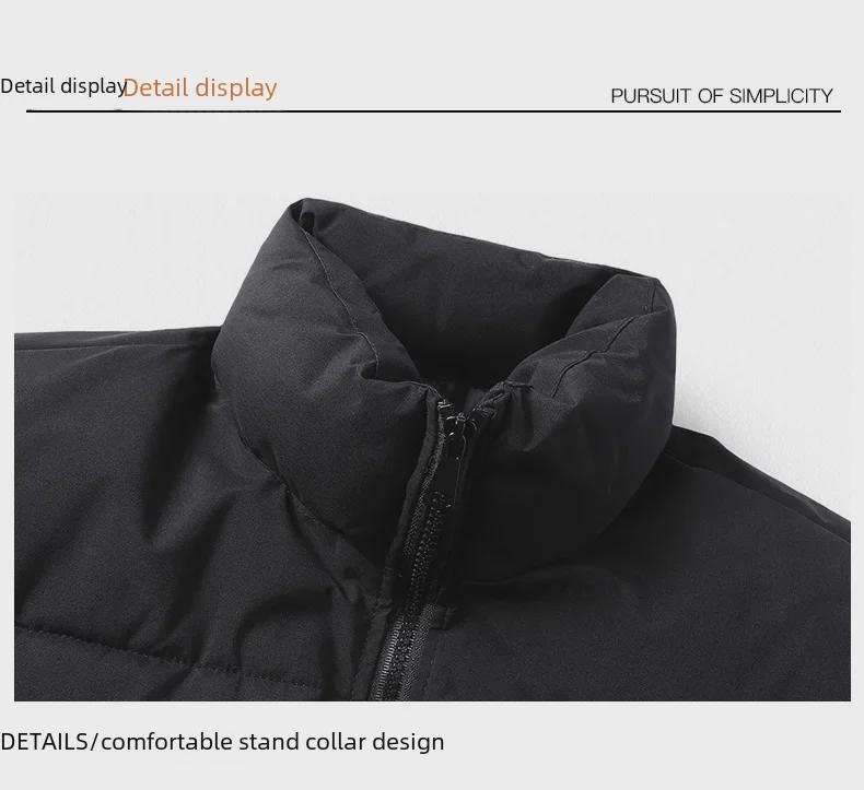 Men's Korean Autumn/Winter Casual Solid Color Short Cotton Jacket with Stand Collar.