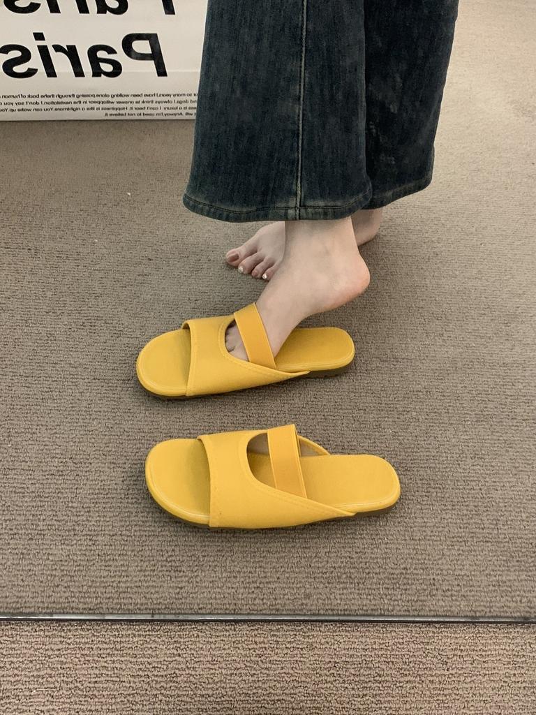 Late Evening Breeze Retro Brown Niche Open-toed Sandals Fairy Shoes 2025 New Summer Flat-bottomed Cool Slippers