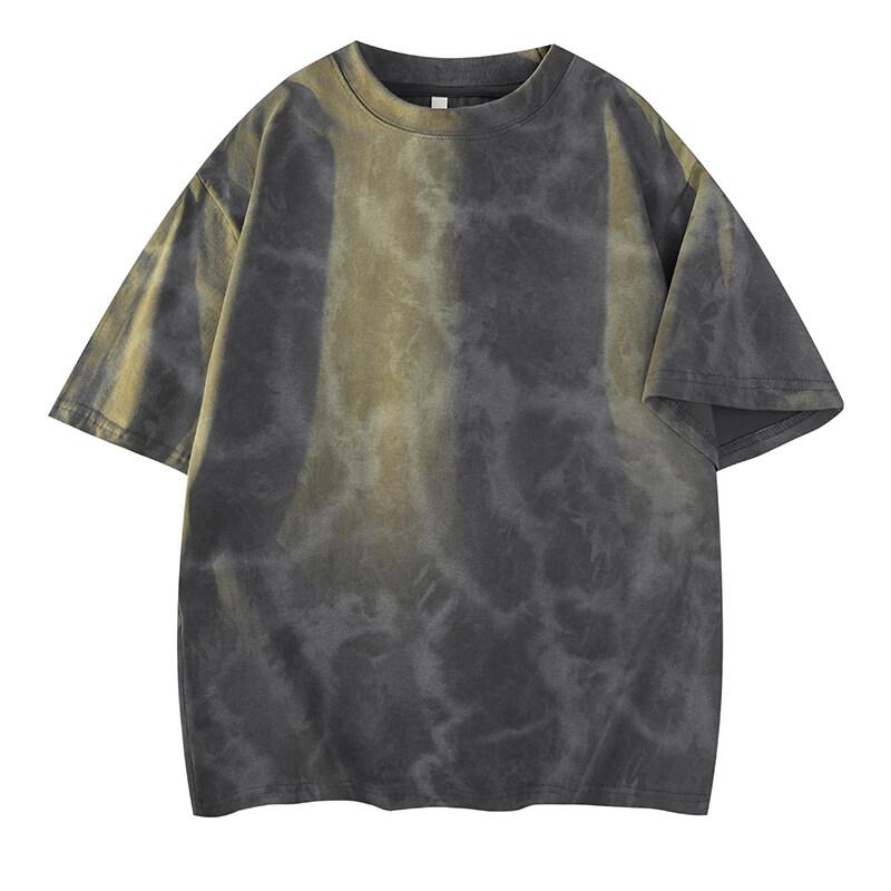 Pánská letní trička s kulatým výstřihem Pánská ležérní trička s krátkým rukávem Pánská trička s gradientním tie-dye ležérním stylem Módní topy v anglickém stylu