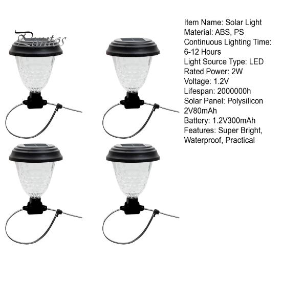 4ks Venkovní dekorativní solární světla Plotové lampy Automatické ZAP/VYP Vodotěsné Energeticky účinné Snadná instalace Terasové solární lampy