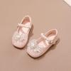 2026 Spring Girls' Princess Leather Shoes with Rhinestone Bow & Soft Sole