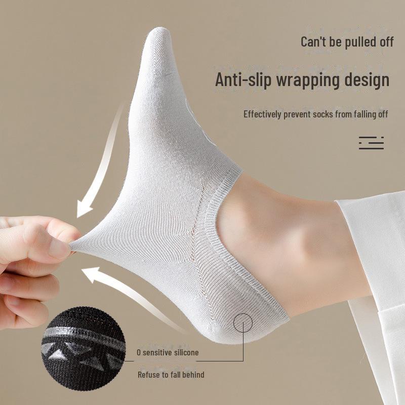 Damskie bawełniane skarpetki typu stopki antypoślizgowe – Oddychające, Niewidoczne, Cienki letni design
