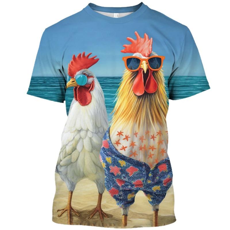 Fun Animal Chicken 3D Printed Summer Men's T-shirt Street Hip Hop Funny Short Sleeve Loose Casual Comfortable Clothing