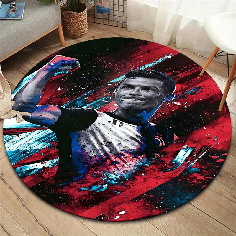 CR7 Round Area Rug,Carpet Rug for Living Room Bedroom Sofa Playroom Decor,Non-slip Floor Mat