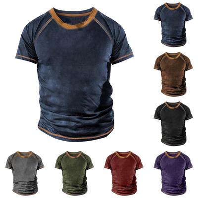 Erkek Raglan Tişört Retro Kısa Kollu Yuvarlak Yaka Baskı Üstler