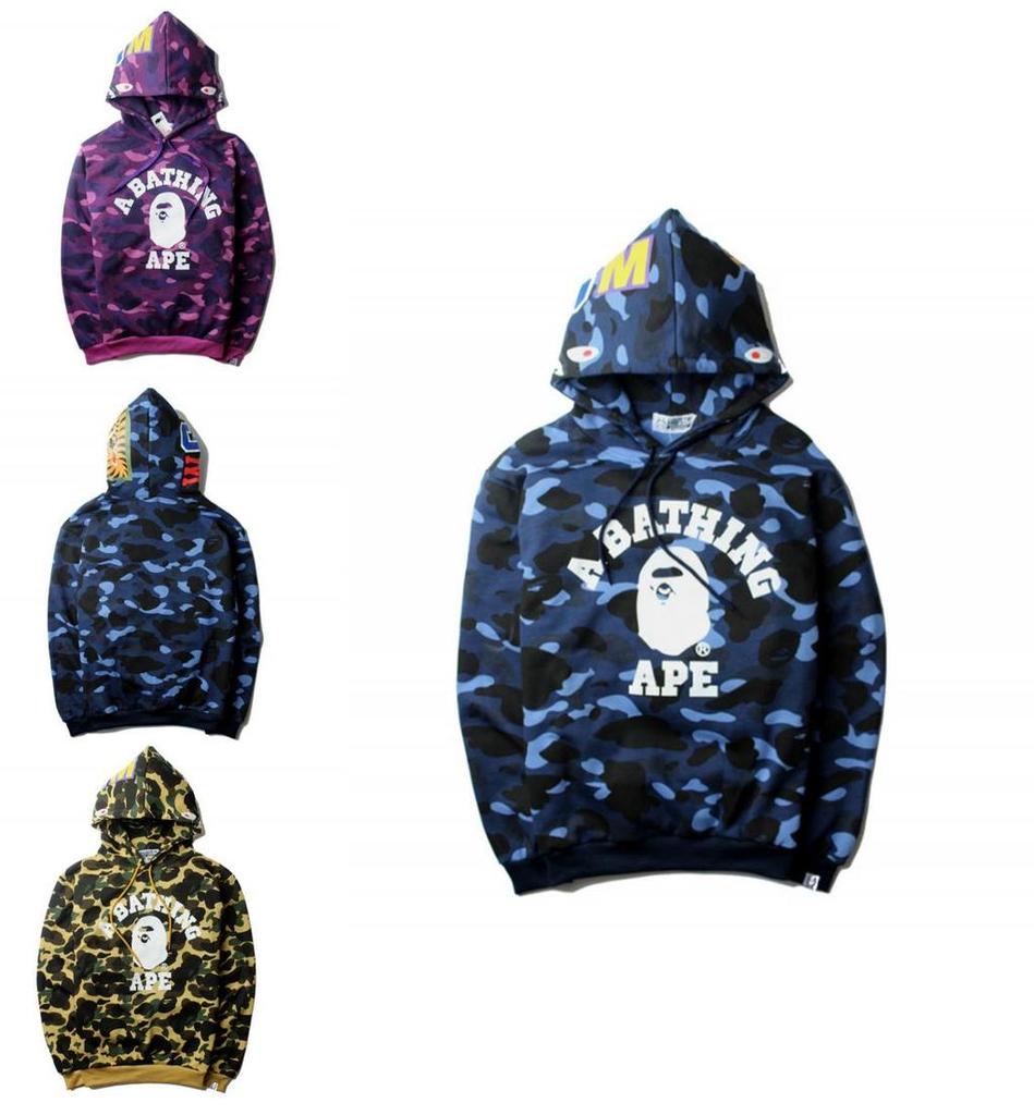 Bluza z kapturem z nadrukiem 3D głowy rekina i wzorem kamuflażu dla młodzieżowej mody casual