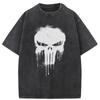 Anime Printed Y2k Skull T Shirt Men Retro Washed 100% Cotton Tops Tees Harajuku Tshirt Streetwear Hip Hop T-shirts