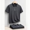2026 Men's Cotton Blend Polo Shirts Short Sleeve Zippered Soft Breathable Lightweight Casual Solid Color Polo Shirt for Men