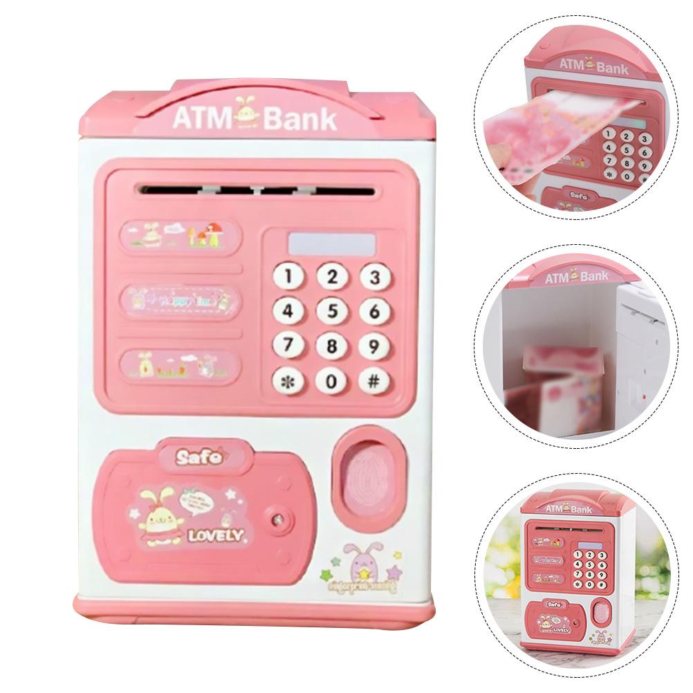 

Piggy Bank Toy Kids Mini Money Pot Fingerprint Identification Children Plastics розовый