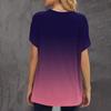 Women's Summer Gradient Printed Short Sleeve Round Neck Pullover T-shirt Top