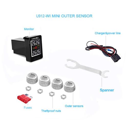 U912 Tire Pressure Monitor System TPMS Real Time Tracking Temperature Pressure 4 Internal or External RF Sensors for Toyota/Honda/Nissan/Mazda (with 4