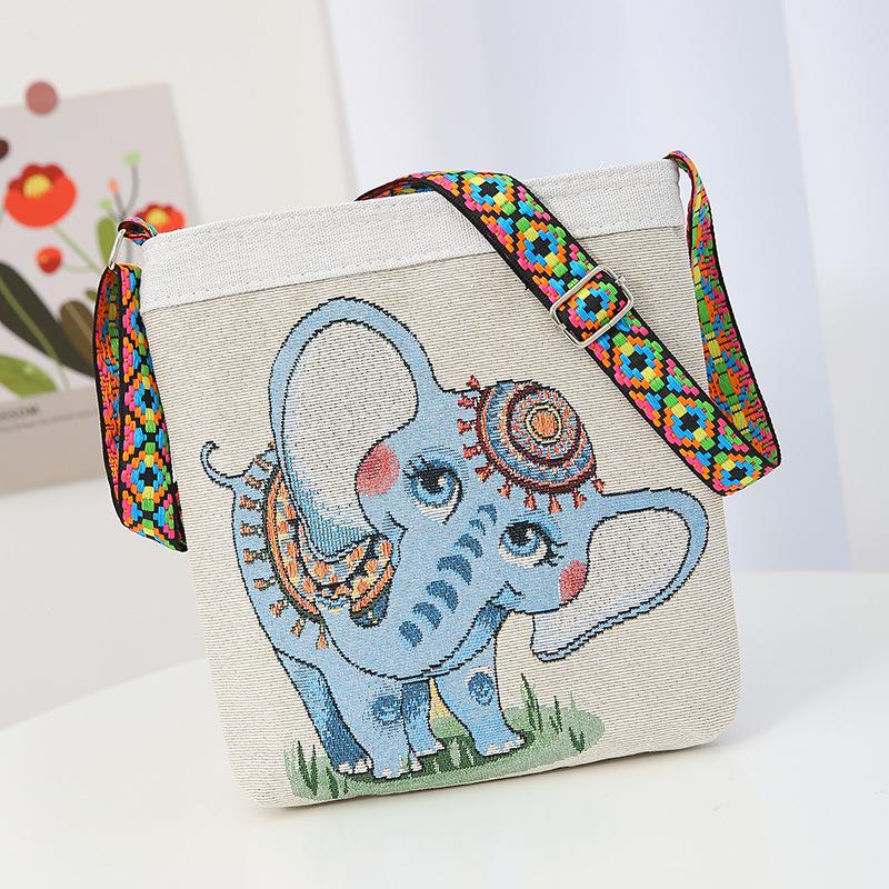 New women's messenger bag going out double-sided flower butterfly casual embroidery ethnic style mobile phone bag