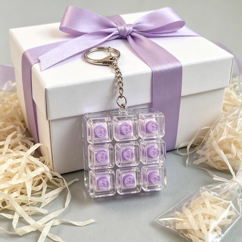 9 Keys Mechanical Switch Fidget Toy Keychain Silent Keyboard Button Stress Relief Toys Bag Pendant Car Key Holder Creative Gifts