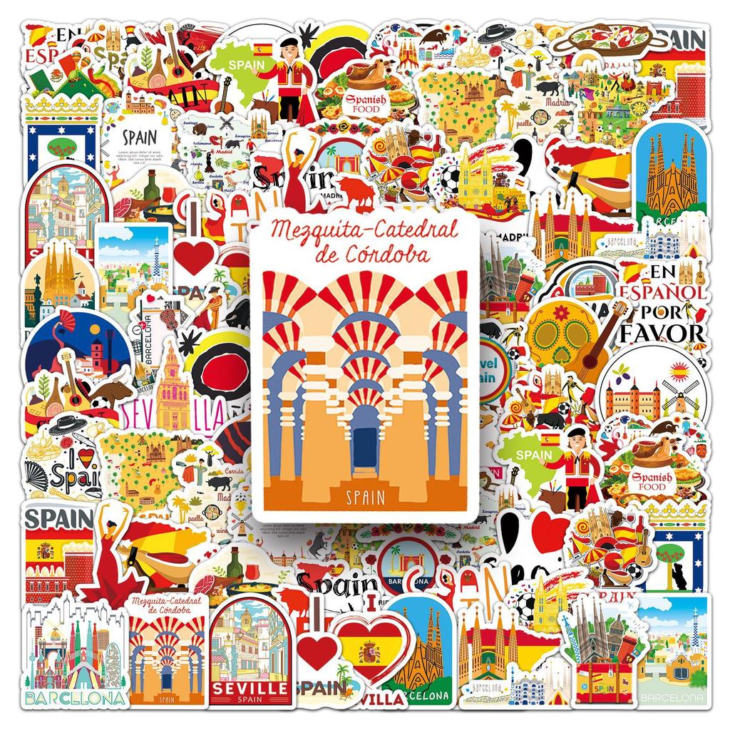 50 Spanish Graffiti Stickers Personalized Outdoor Travel Spain Decorative Mobile Phone Case Suitcase Stickers