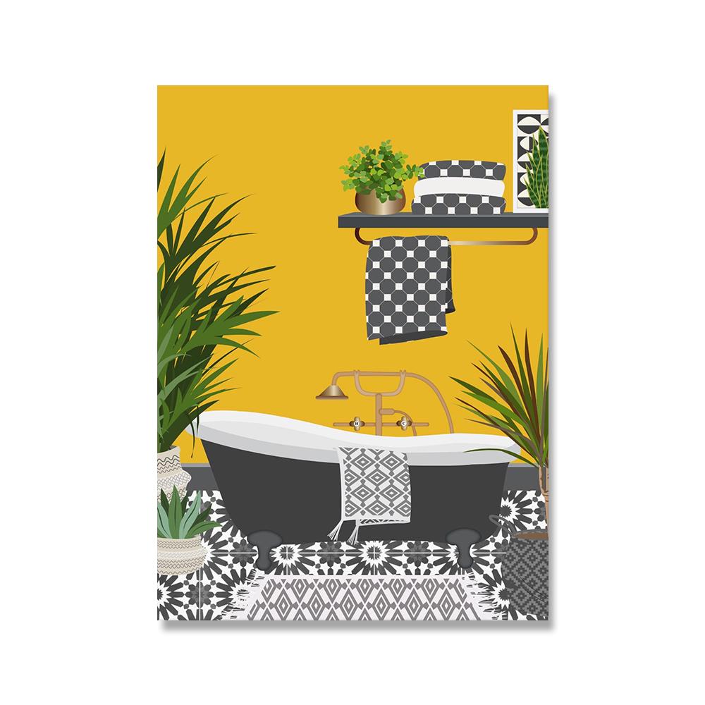 Boho Poster Botanical Bathroom Canvas Painting Tropical Indoor Plants Jungle Art Print Nordic Wall Picture For Living Room Decor No Frame