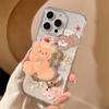 Soft and Cute Butter Bear Stand Apple 16 Mobile Phone Case 13 Glitter Powder Iphone15promax Suitable for 11 Soft and Cute