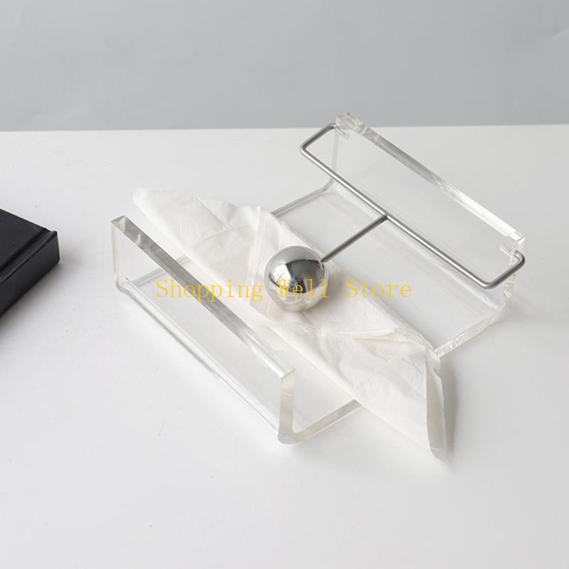 KX4B Contemporary Acrylic Paper Towel Dispenser Weighted Arm Paper Towel Tissue Holder Rack for Dining Table