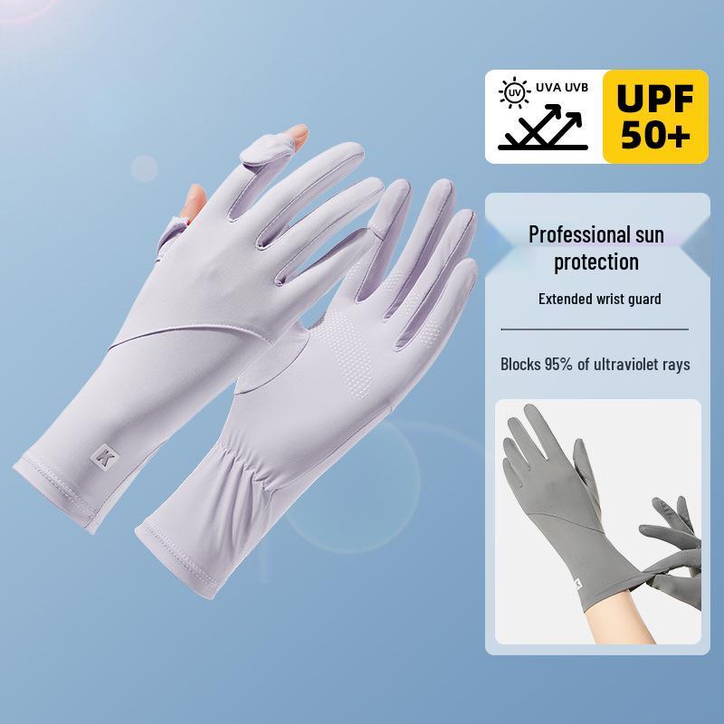 Women's UV Protection Fingerless Cycling Gloves - Non-Slip, Breathable, Ice Silk, Touchscreen Compatible for Summer Driving