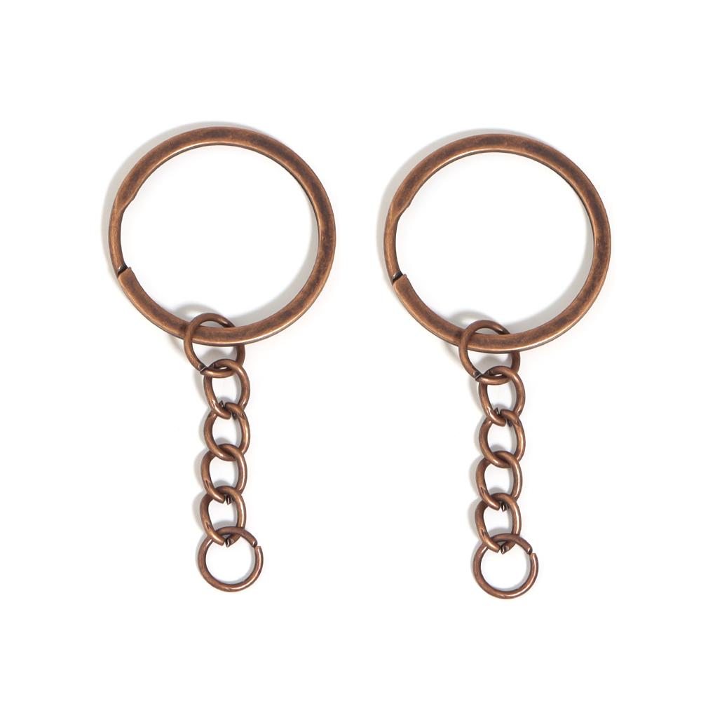 

20pcs Gold Color Key Chain Key Ring Bronze Rhodium 28mm Long Round Split Keyrings Keychain For DIY Jewelry Making Wholesale