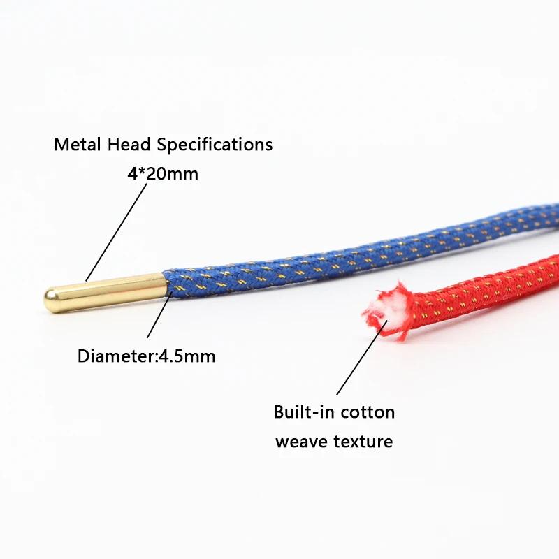 1 Pair Round Shoelaces Precision Weaving Sport Shoe Laces Metal Lace Head Wear-resistant and Non-slip Man Woman Shoe Accessories