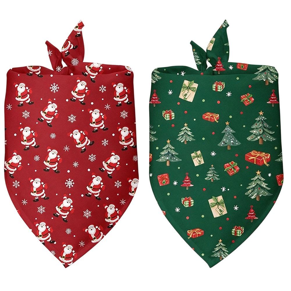 2pcs Christmas Theme Pet Neck Scarf Adjustable Santa Elf Bandana New Dog Bandanas For Cats Dogs
