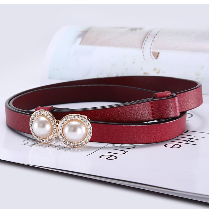Fashion Womens Leather Belt With Smooth Buckle For Casual Wear And Dress Enhancement красный
