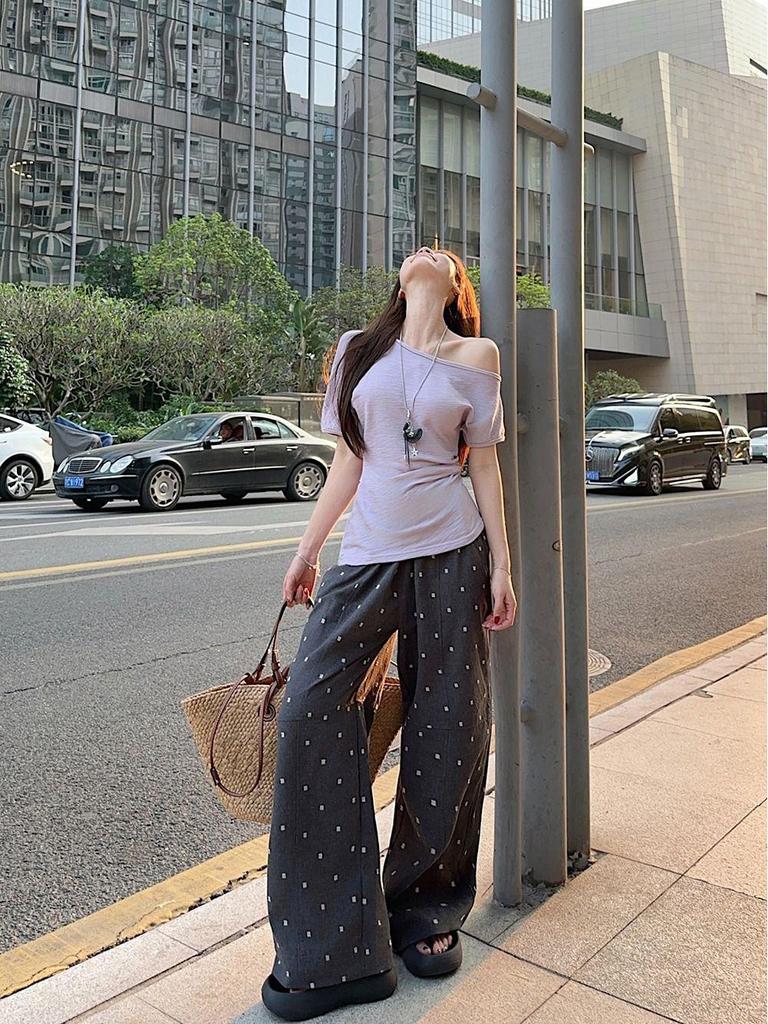 Korejské Niche Žluté Bodycon Tričko s Jedním Ramenem pro Ženy - Letní Top Zeštíhlující Pas