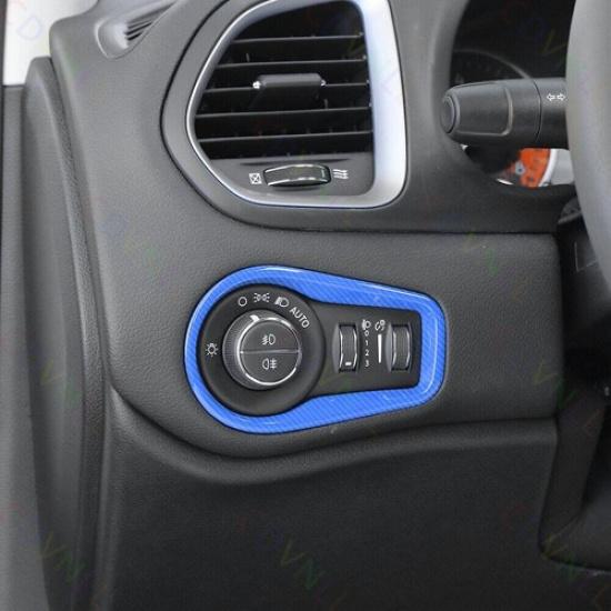 Headlight Switch Control Frame Cover For Jeep Renegade 2016+ Blue Carbon Fiber