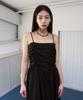 SIS A Shirred Fog Long Dress [Black]