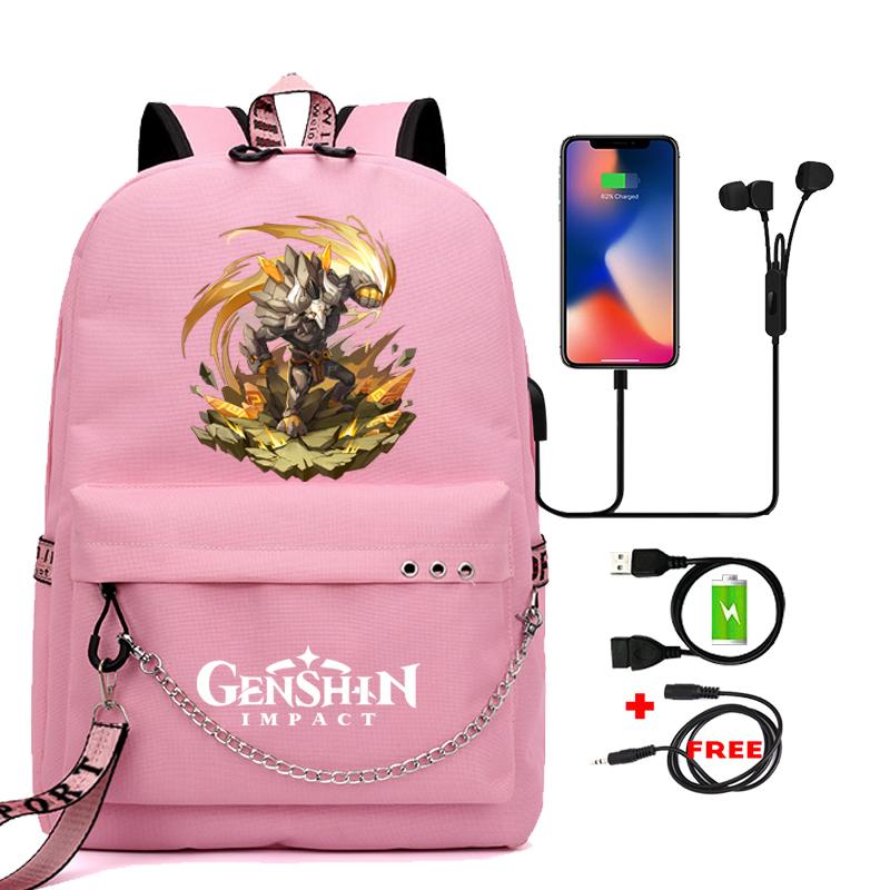 Anime Game Travel Backpack Printed Canvas Backpack Students Women Large Capacity Bookbag Usb Charging for Boy Girl School Bag Kids Gifts