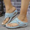 Large size solid color summer new round head thick bottom fashion hollow out wear flip-flop sandals women