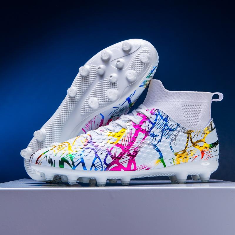 Football Shoes High Top Camouflage World Cup Professional Match Long Nail Sneakers Popular Tf Broken Nail Football Shoes
