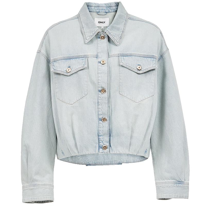 

ONLY Women s Distressed Washed Loose Denim Jacket M