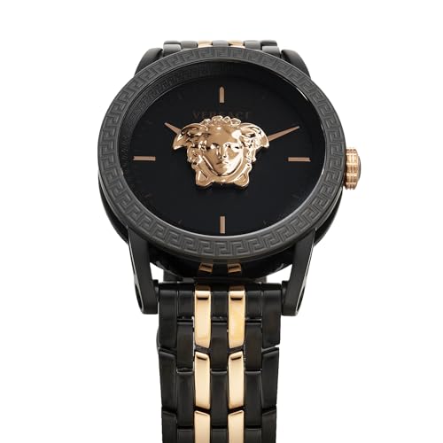 Versace PALAZZO Watch, 43mm, Black Dial, Quartz Movement, Water Resistant, Sapphire Crystal, Men's, Black and Gold, VERD01623
