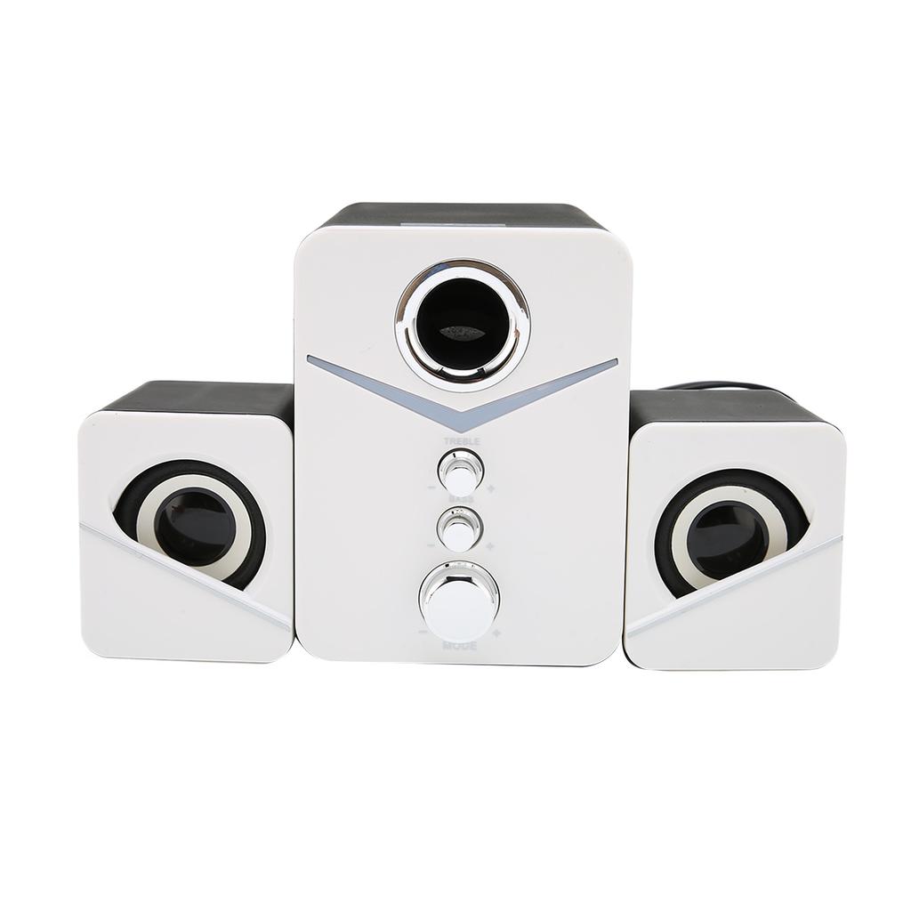 D‑221 Bluetooth Computer Speaker Deep Bass 2.1 Channel Mini Desktop Speaker for Wedding Party White
