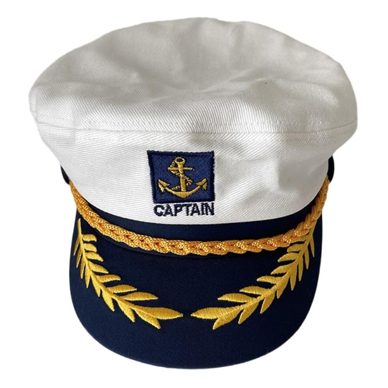 Adjustable Cotton Sailors Hat Classical 2000s Embroidered Cosplay Hat For Women And Men
