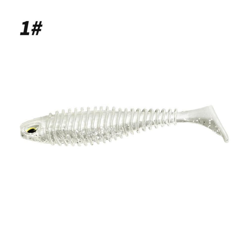 

10 шт. Мягкий материал Ребристые виброхвосты Ребристая текстура Рыболовная приманка Червь Рыбная приманка Мягкая приманка Ловля окуня 8cm-1#-10pcs