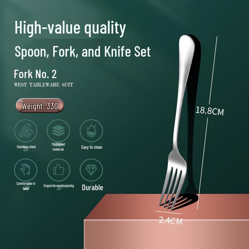 1010 Stainless Steel Western Cutlery Set: Knife, Fork, Spoon, Dessert & Coffee Spoon, Steak Knife.