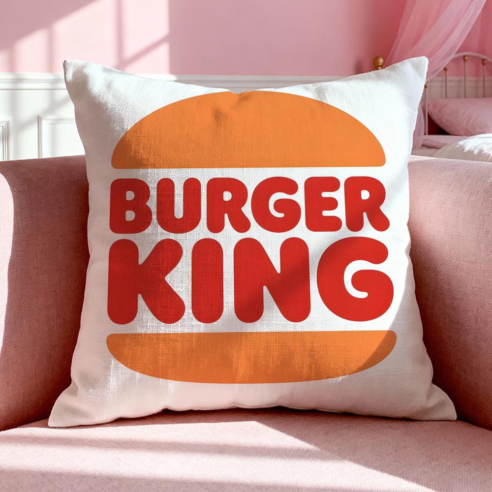 Brand BBurger King Cushion Cover Breathable Linen Pillowcase Summer Odorless EcoFriendly Invisible Zipper Washable