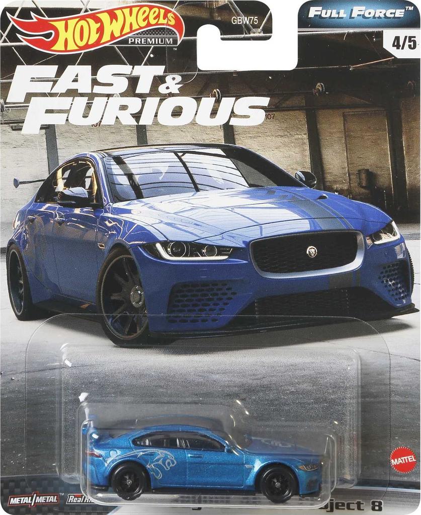 Hot Wheels Jaguar Xesvp Project 8 Fast Scale Diecast Toys for Kids Age 3 and Toys for Boys Vehicle, & Furious164 Vehicle, Up,